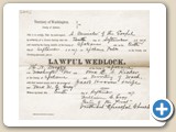 Lawful Wedlock Certificate, Sept 10, 1887- second marriage to E. A. Ricker